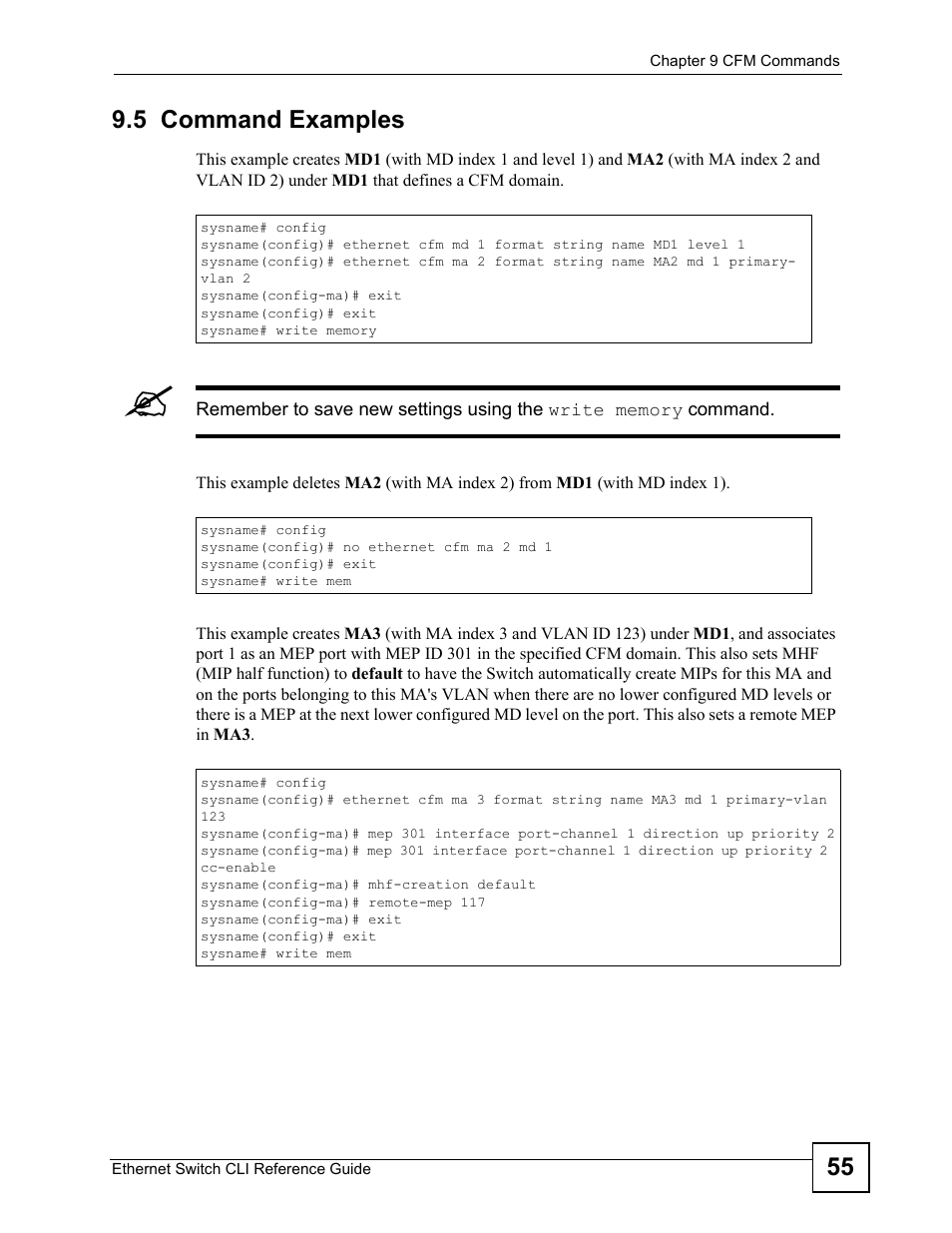 5 command examples, 55 9.5 command examples | ZyXEL Communications ZyXEL Dimension ES-2024PWR User Manual | Page 55 / 286
