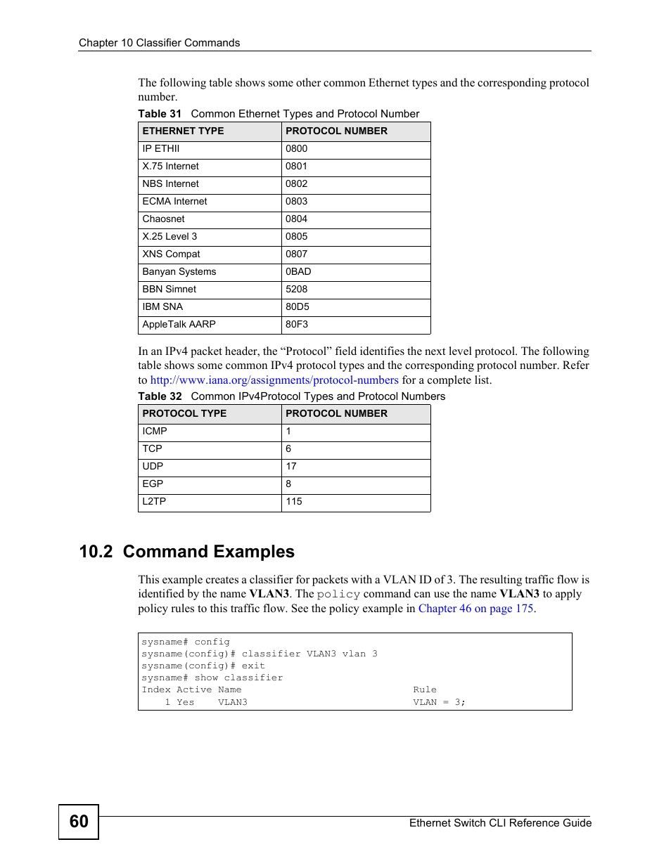 2 command examples | ZyXEL Communications ZyXEL Dimension ES-2024PWR User Manual | Page 60 / 286