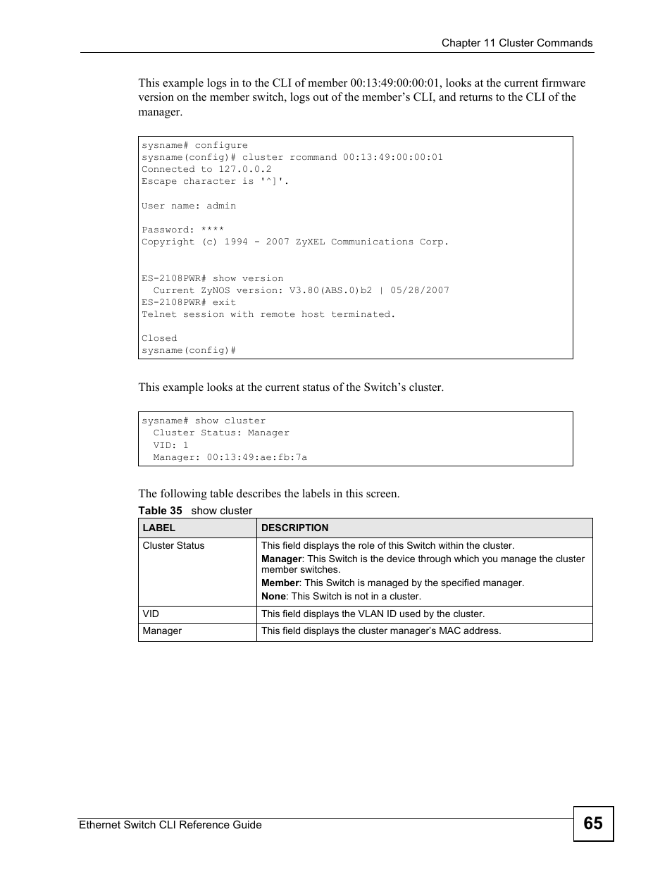 ZyXEL Communications ZyXEL Dimension ES-2024PWR User Manual | Page 65 / 286