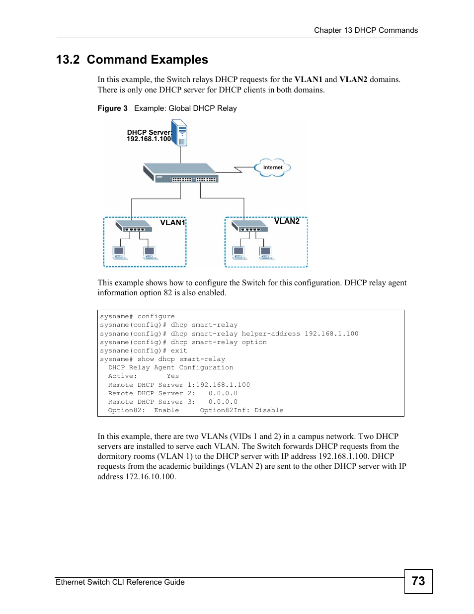 2 command examples | ZyXEL Communications ZyXEL Dimension ES-2024PWR User Manual | Page 73 / 286