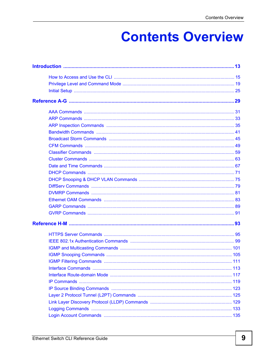 Contents overview | ZyXEL Communications ZyXEL Dimension ES-2024PWR User Manual | Page 9 / 286