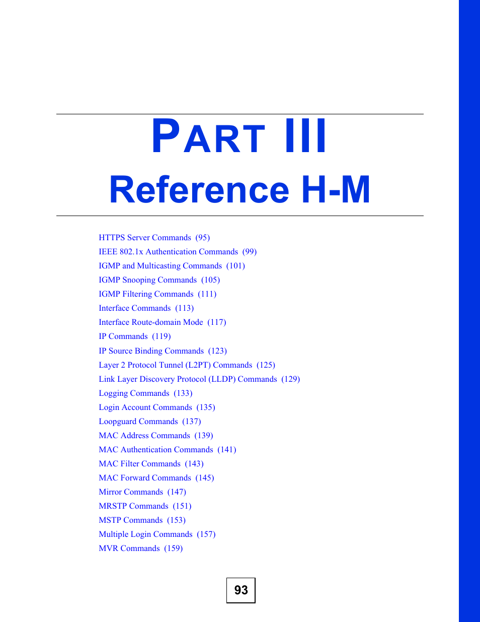Reference h-m | ZyXEL Communications ZyXEL Dimension ES-2024PWR User Manual | Page 93 / 286