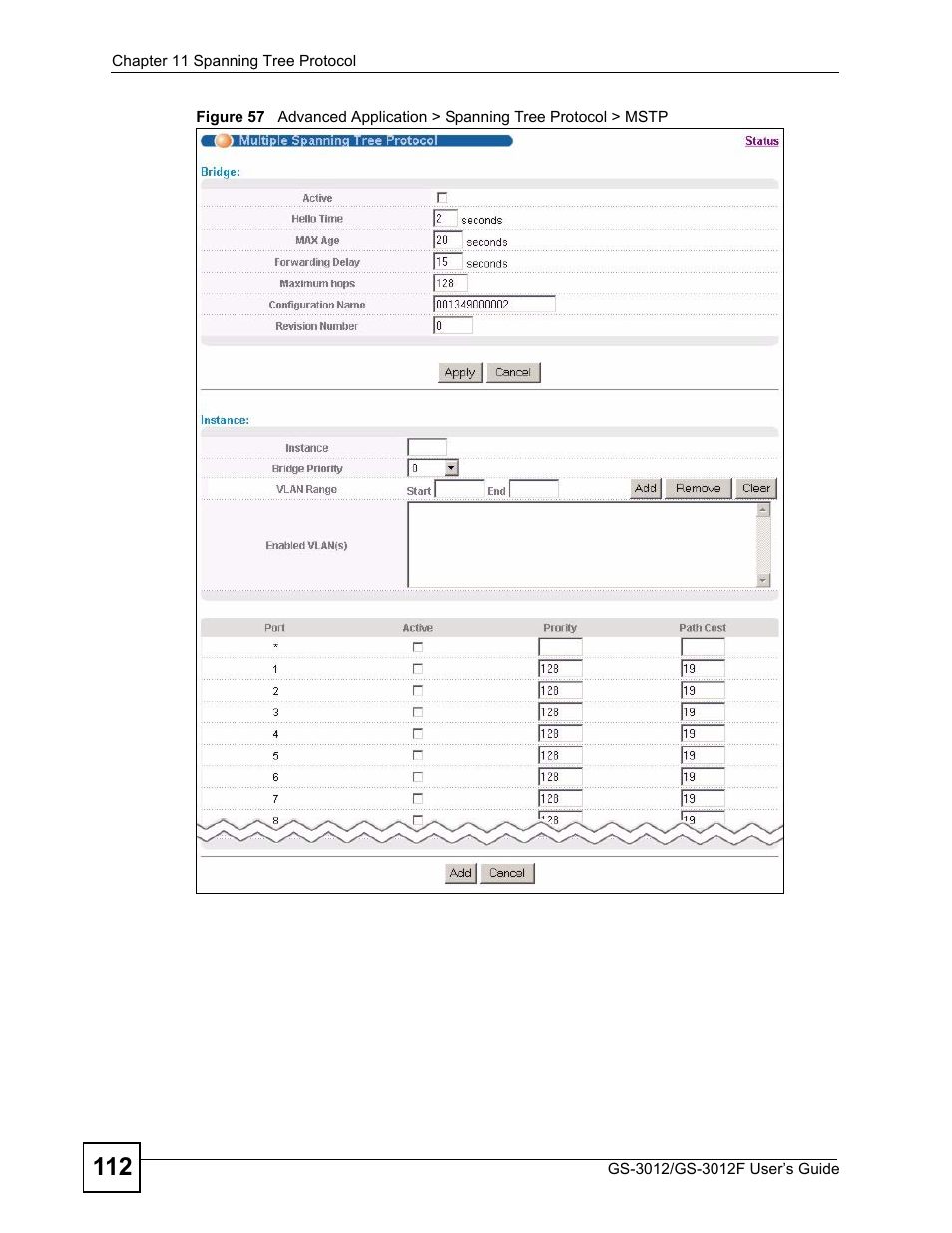 ZyXEL Communications GS-3012F/3012 User Manual | Page 112 / 314