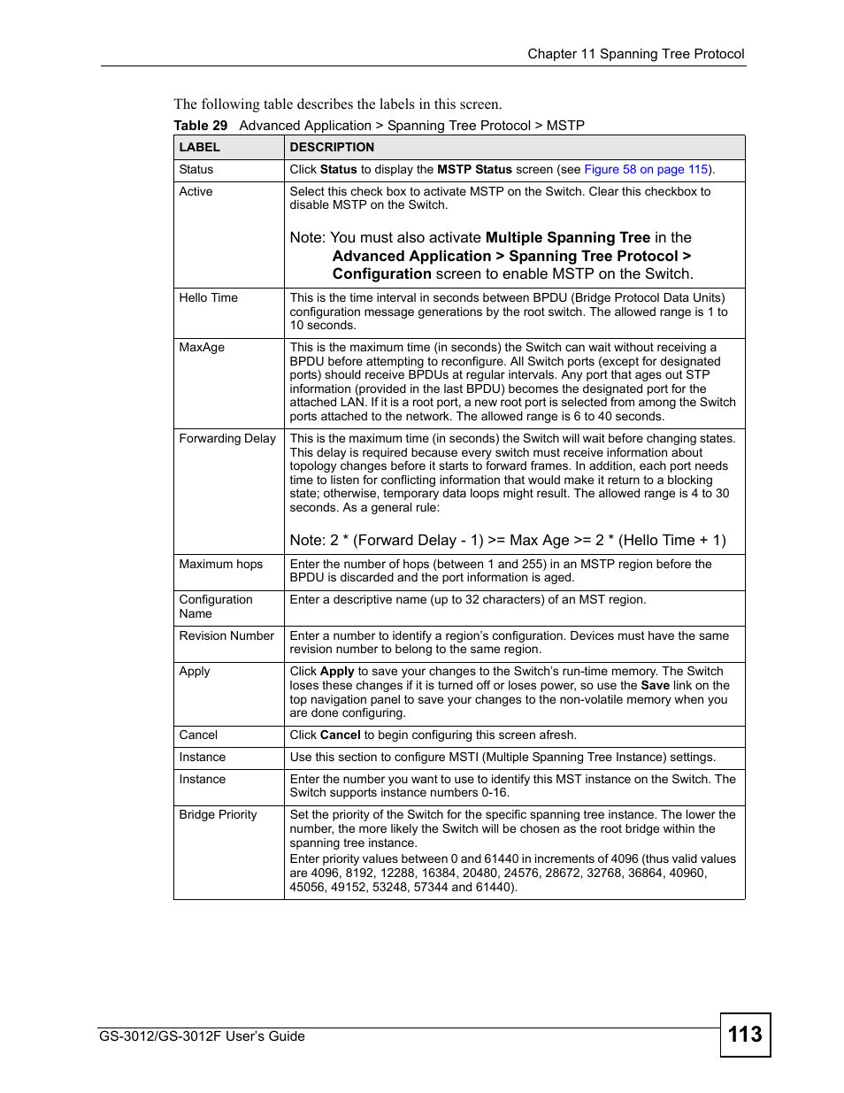 ZyXEL Communications GS-3012F/3012 User Manual | Page 113 / 314