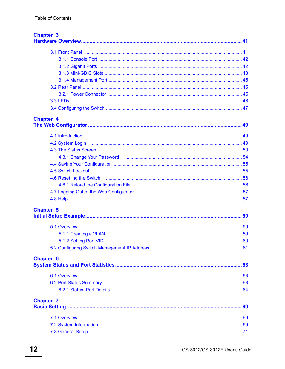ZyXEL Communications GS-3012F/3012 User Manual | Page 12 / 314