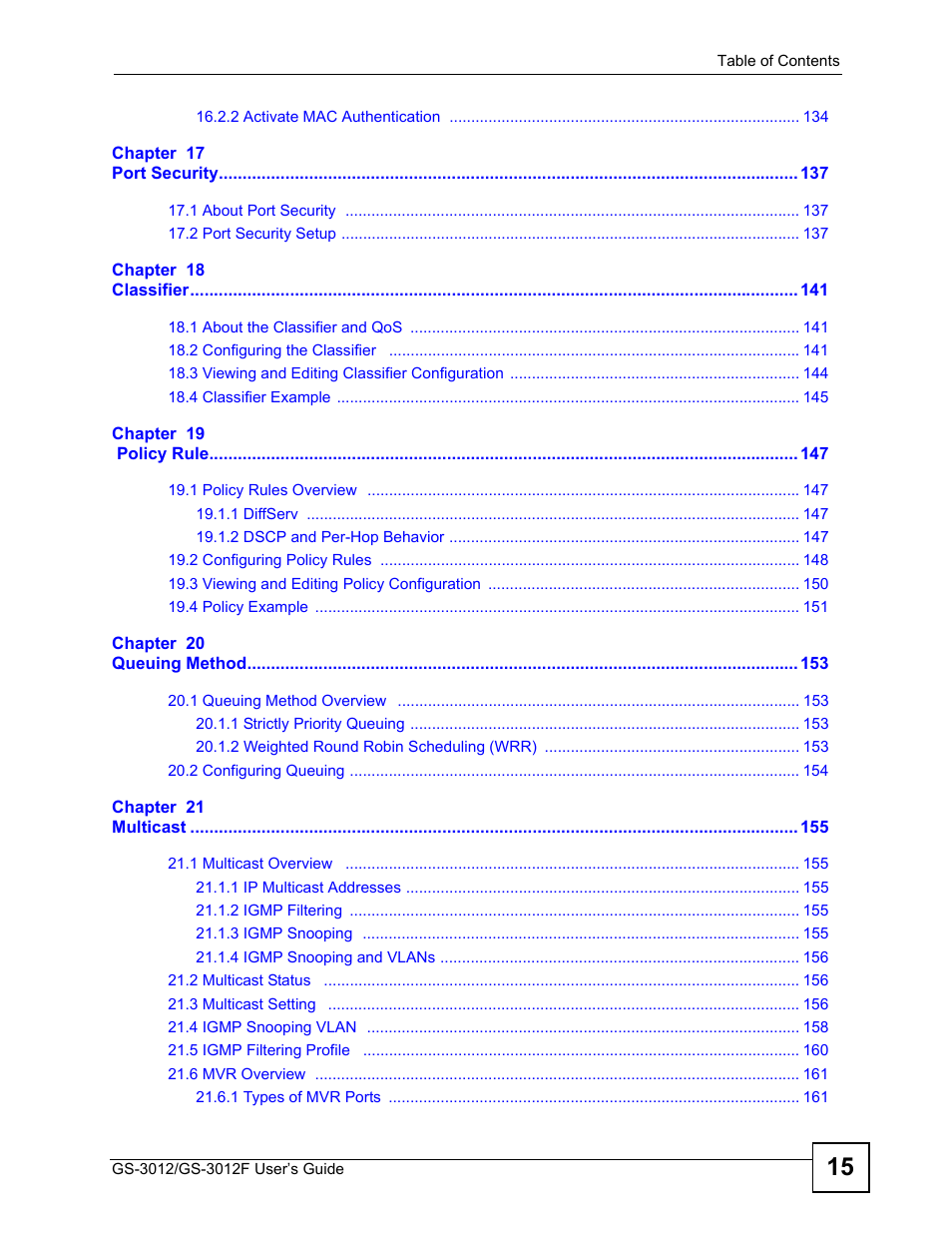 ZyXEL Communications GS-3012F/3012 User Manual | Page 15 / 314
