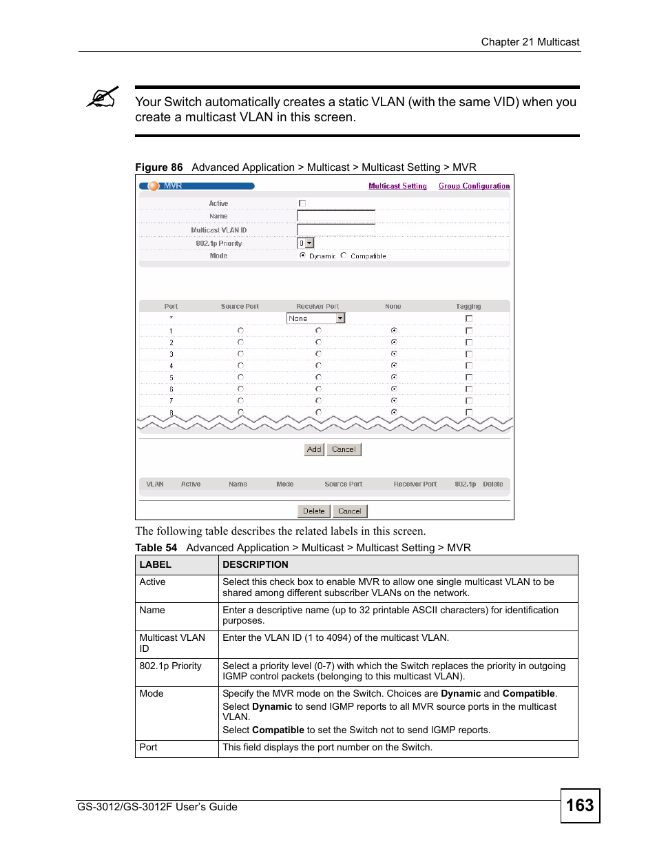 ZyXEL Communications GS-3012F/3012 User Manual | Page 163 / 314