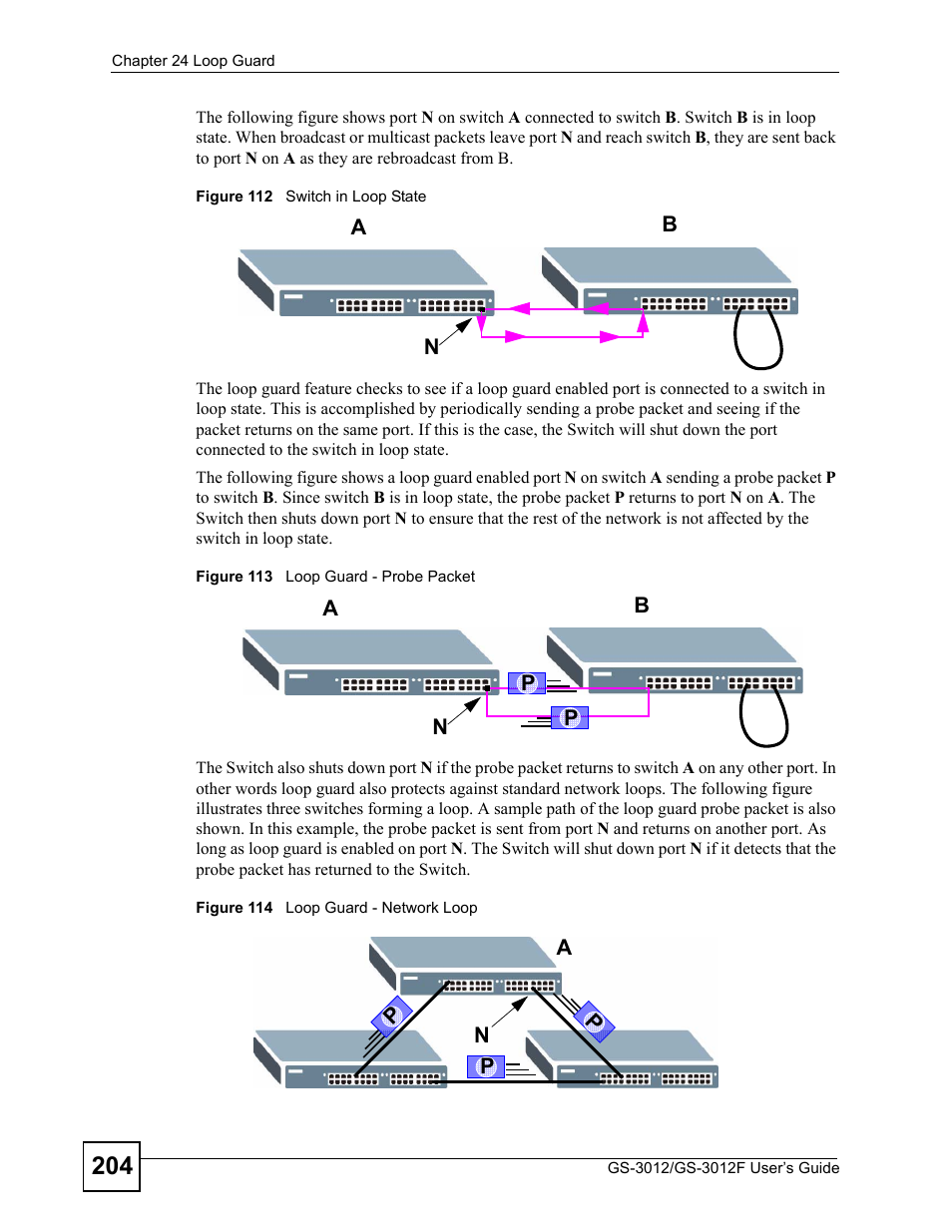 ZyXEL Communications GS-3012F/3012 User Manual | Page 204 / 314