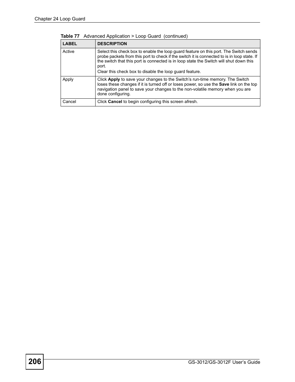 ZyXEL Communications GS-3012F/3012 User Manual | Page 206 / 314
