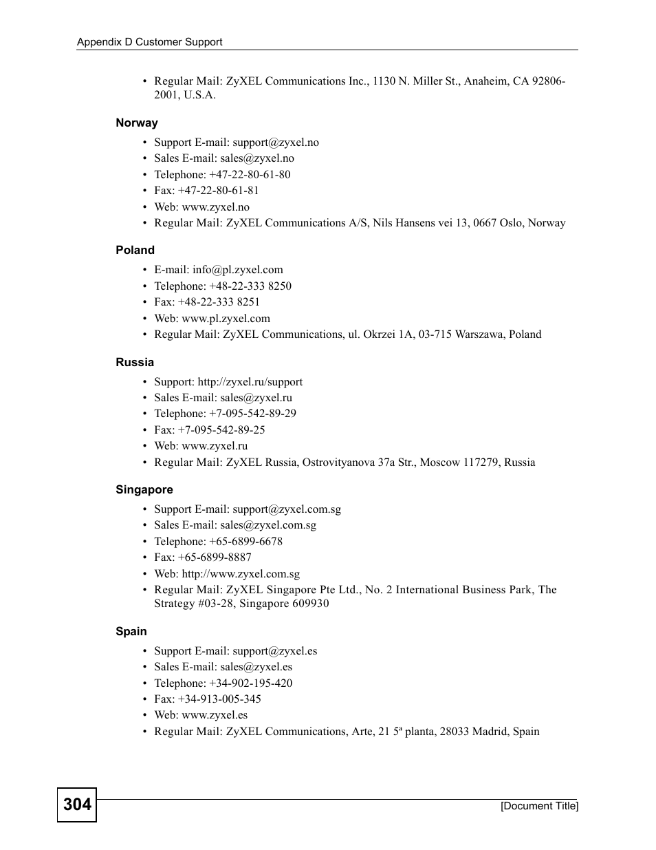 ZyXEL Communications GS-3012F/3012 User Manual | Page 304 / 314
