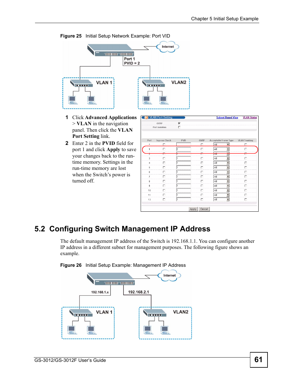 2 configuring switch management ip address | ZyXEL Communications GS-3012F/3012 User Manual | Page 61 / 314