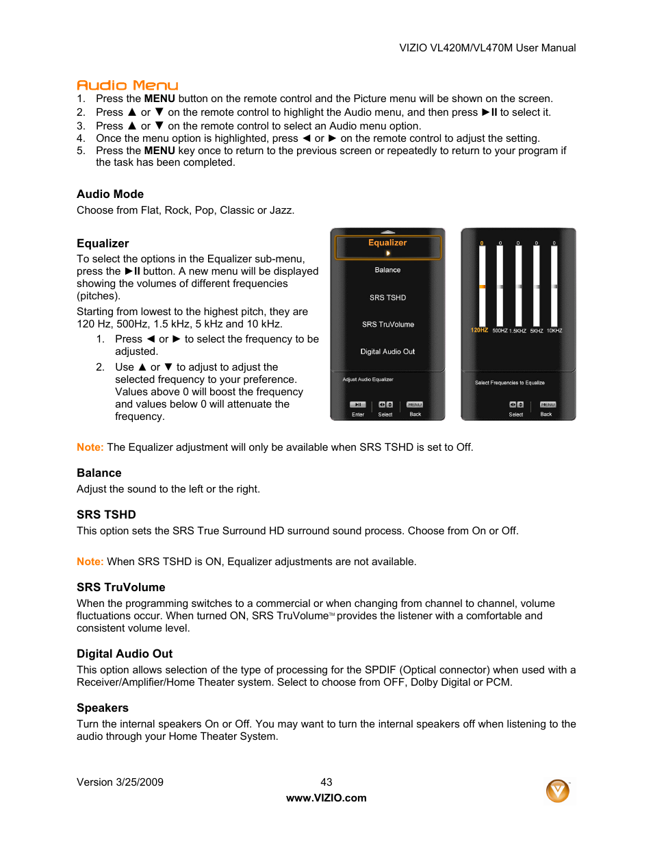 Audio menu | ZyXEL Communications VL470M User Manual | Page 43 / 64
