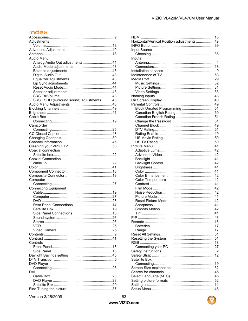 Index | ZyXEL Communications VL470M User Manual | Page 63 / 64