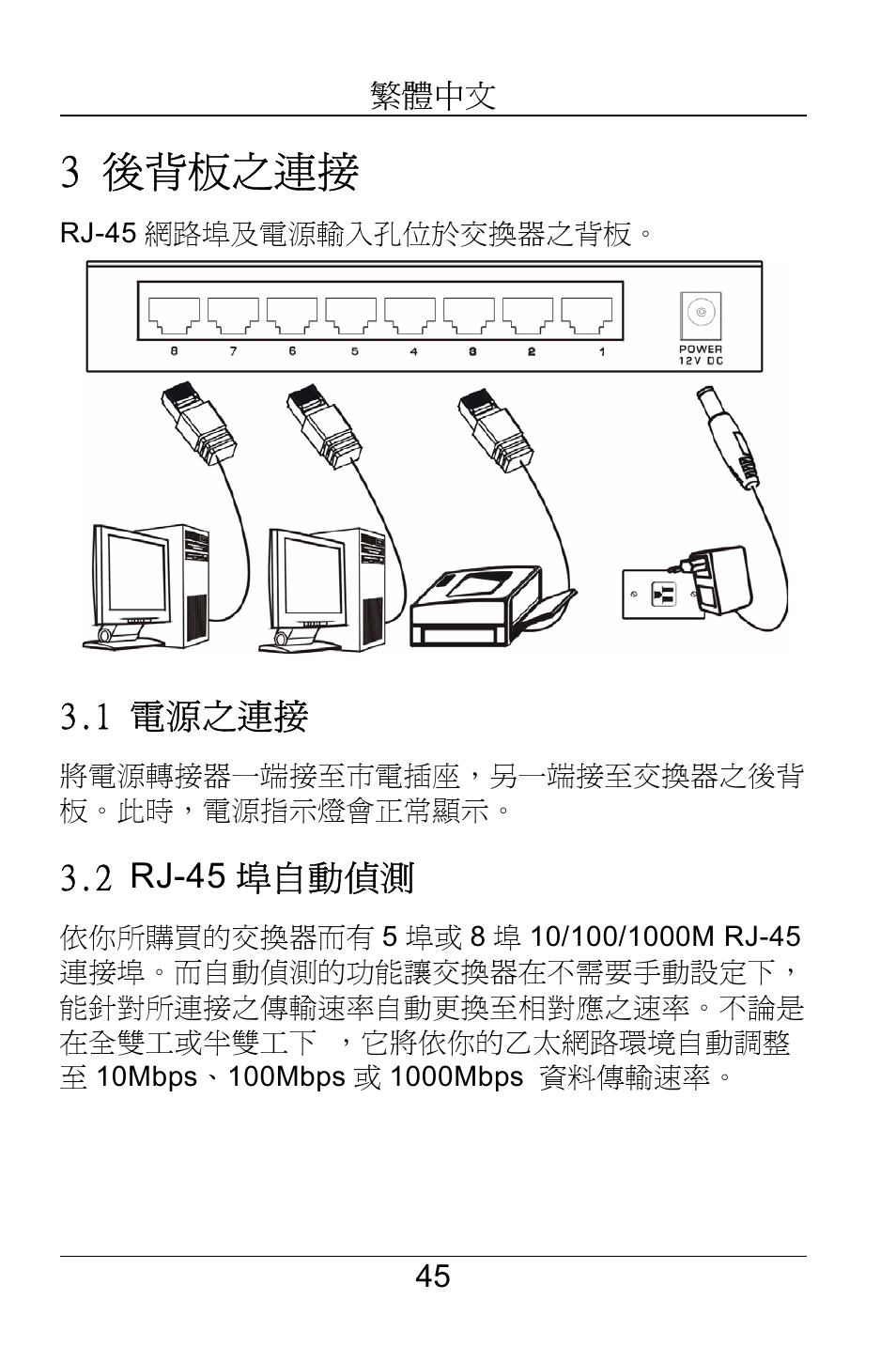 3 後背板之連接 | ZyXEL Communications GS-105B User Manual | Page 45 / 48
