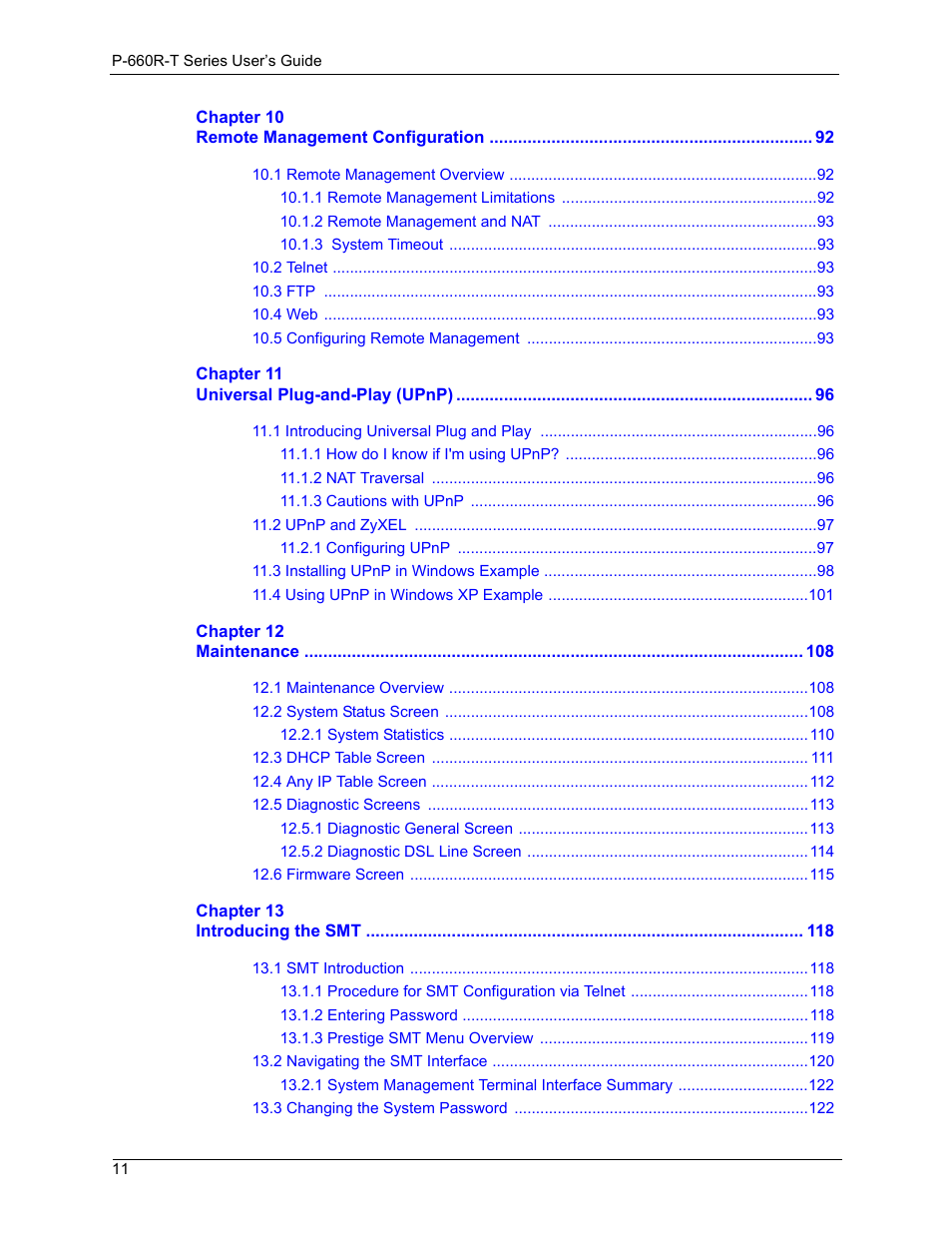 ZyXEL Communications ADSL2+ Ethernet Gateway P-660R-T Series User Manual | Page 11 / 302