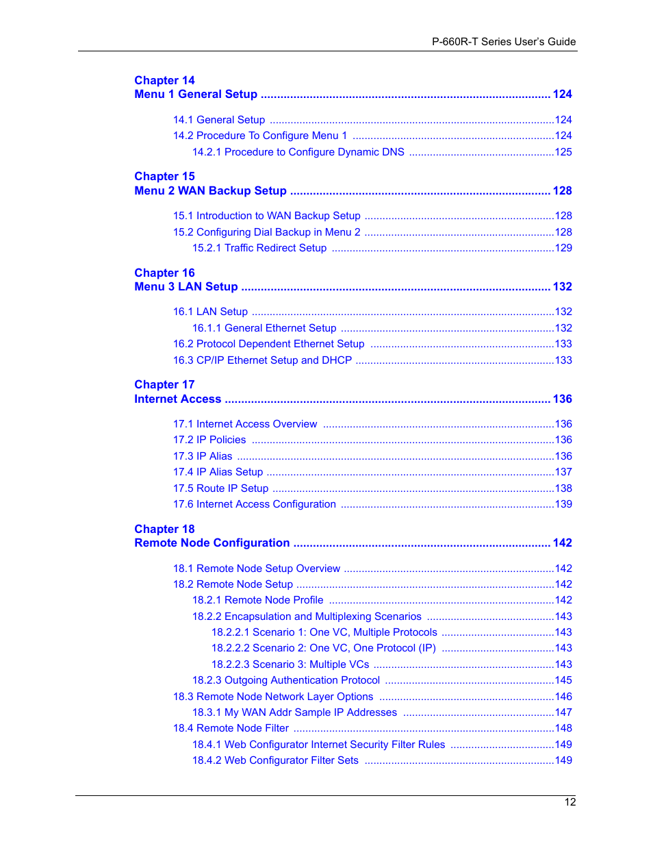 ZyXEL Communications ADSL2+ Ethernet Gateway P-660R-T Series User Manual | Page 12 / 302