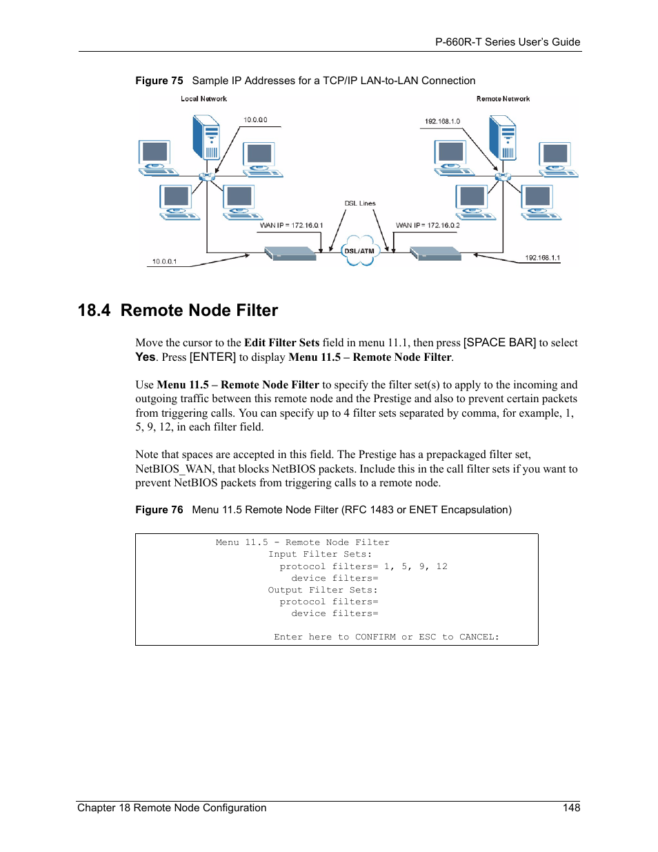 4 remote node filter | ZyXEL Communications ADSL2+ Ethernet Gateway P-660R-T Series User Manual | Page 148 / 302