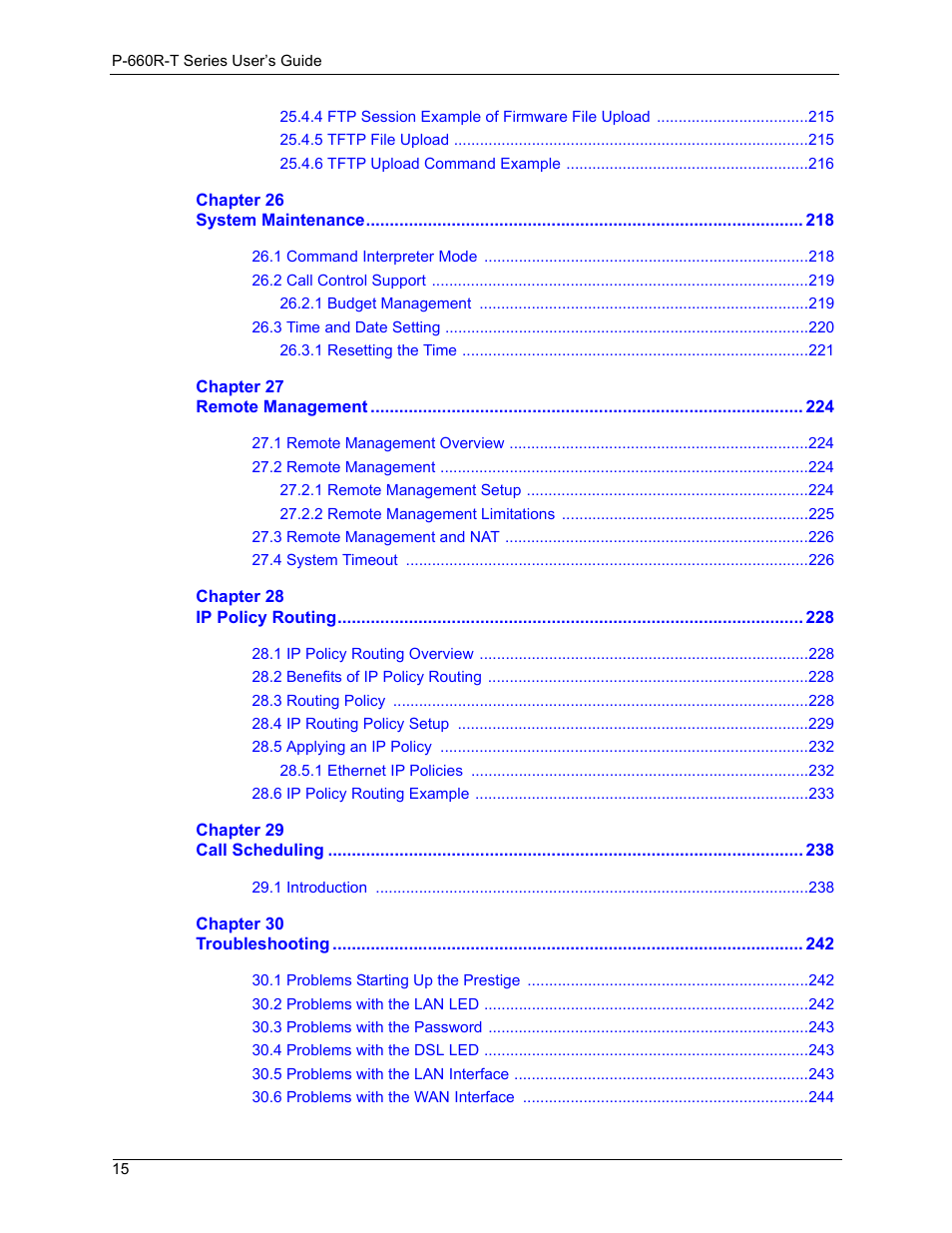 ZyXEL Communications ADSL2+ Ethernet Gateway P-660R-T Series User Manual | Page 15 / 302