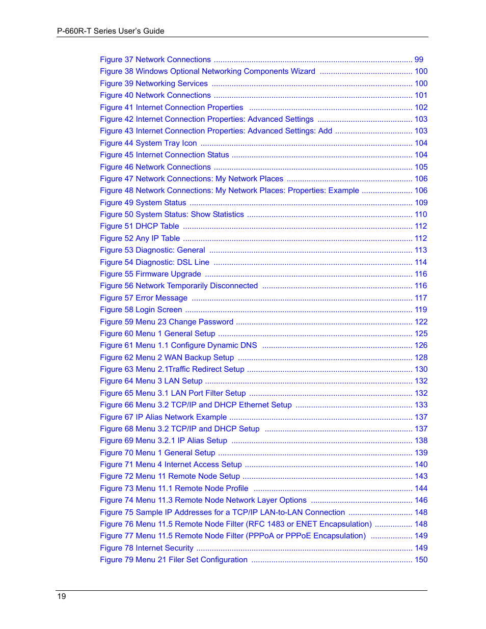 ZyXEL Communications ADSL2+ Ethernet Gateway P-660R-T Series User Manual | Page 19 / 302