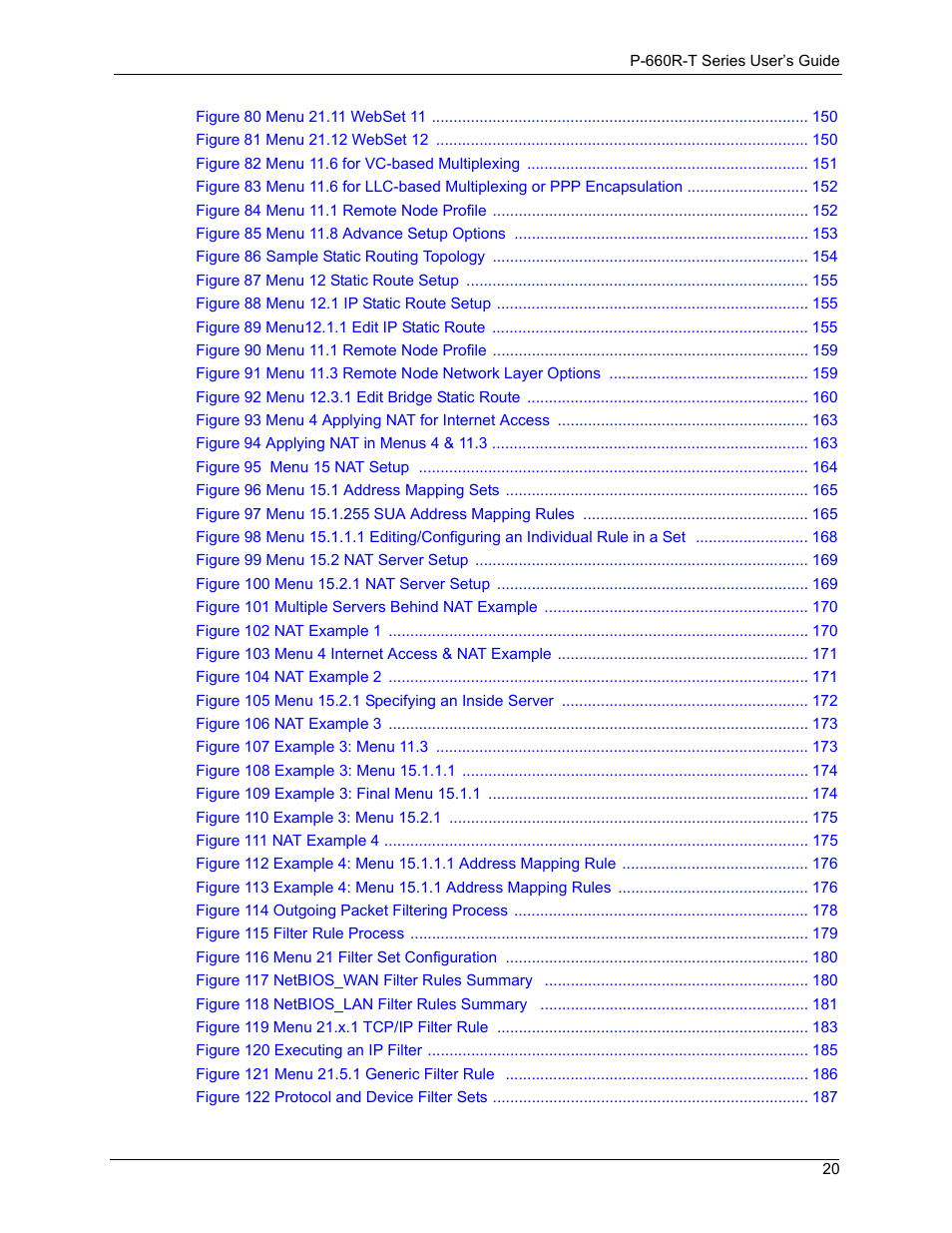 ZyXEL Communications ADSL2+ Ethernet Gateway P-660R-T Series User Manual | Page 20 / 302