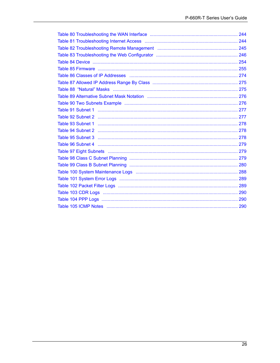 ZyXEL Communications ADSL2+ Ethernet Gateway P-660R-T Series User Manual | Page 26 / 302