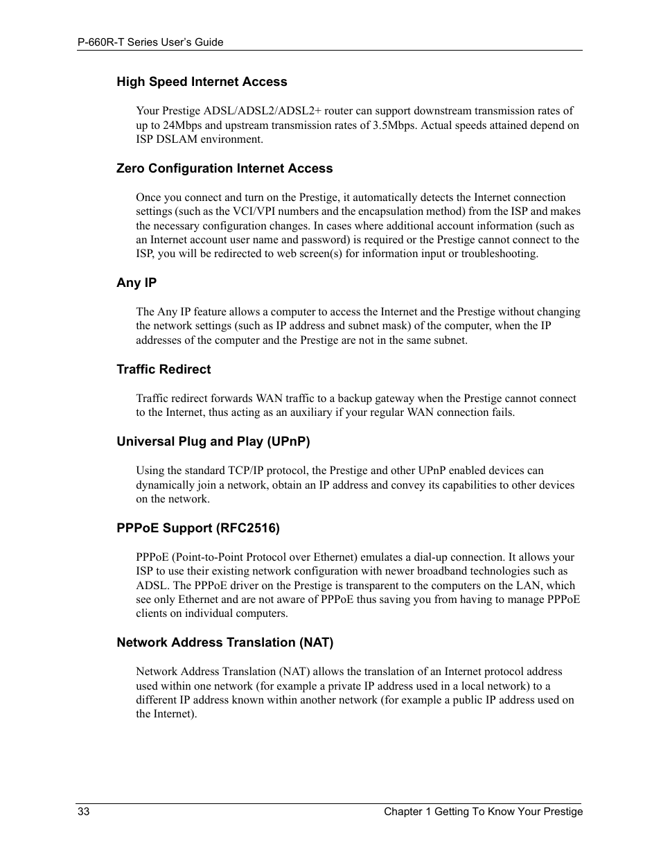 ZyXEL Communications ADSL2+ Ethernet Gateway P-660R-T Series User Manual | Page 33 / 302