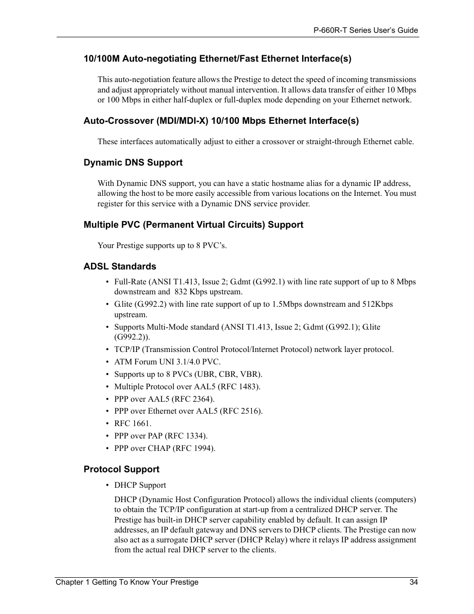 ZyXEL Communications ADSL2+ Ethernet Gateway P-660R-T Series User Manual | Page 34 / 302