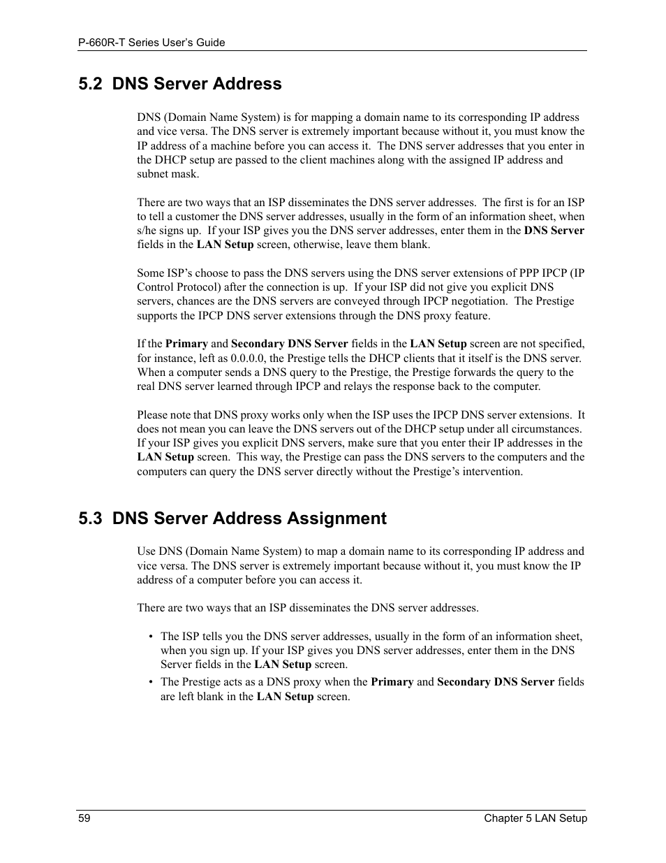 2 dns server address, 3 dns server address assignment | ZyXEL Communications ADSL2+ Ethernet Gateway P-660R-T Series User Manual | Page 59 / 302