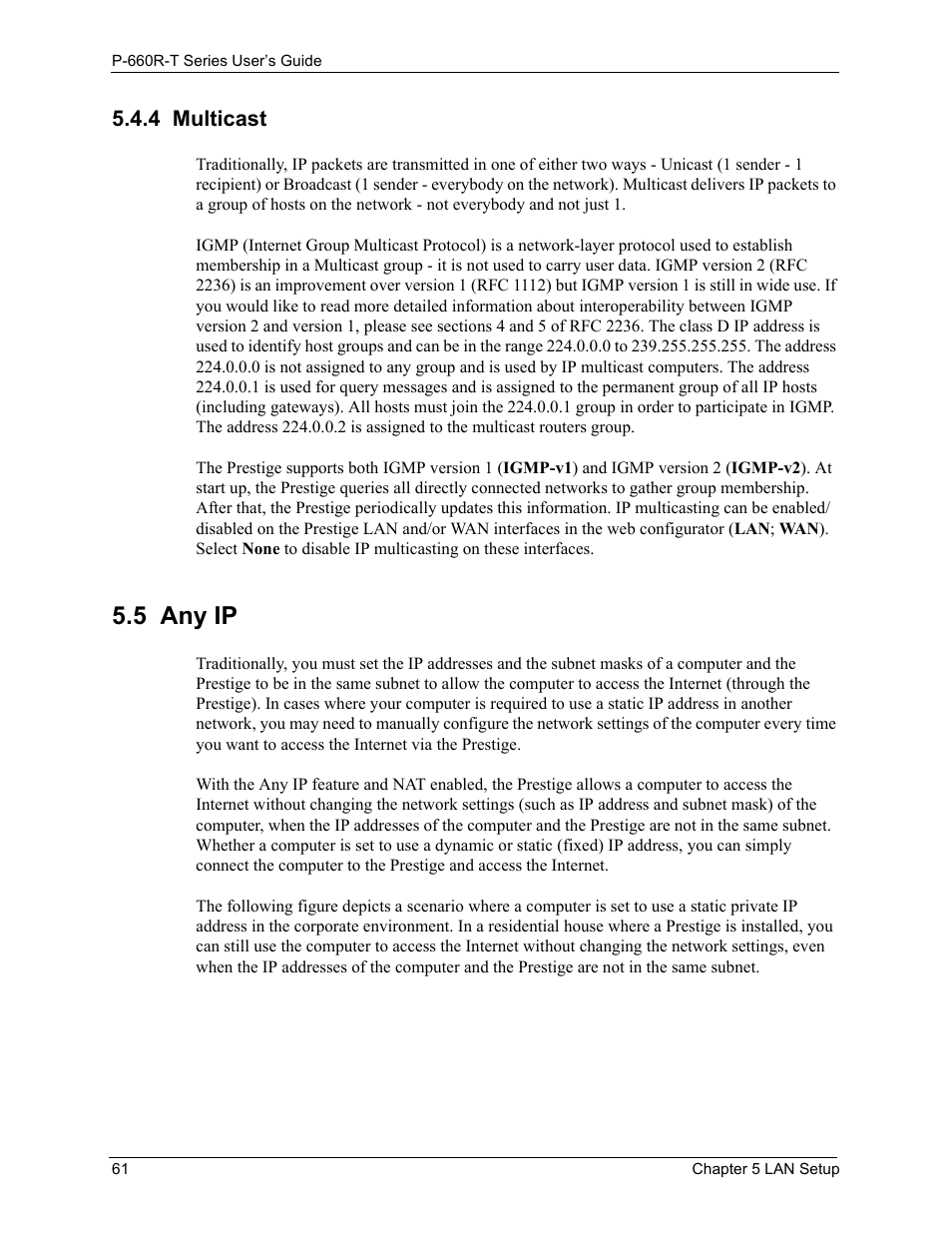 4 multicast, 5 any ip | ZyXEL Communications ADSL2+ Ethernet Gateway P-660R-T Series User Manual | Page 61 / 302