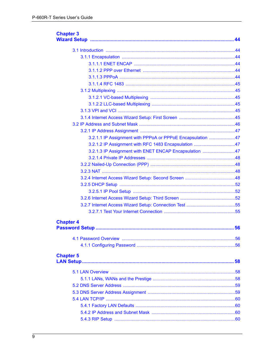 ZyXEL Communications ADSL2+ Ethernet Gateway P-660R-T Series User Manual | Page 9 / 302