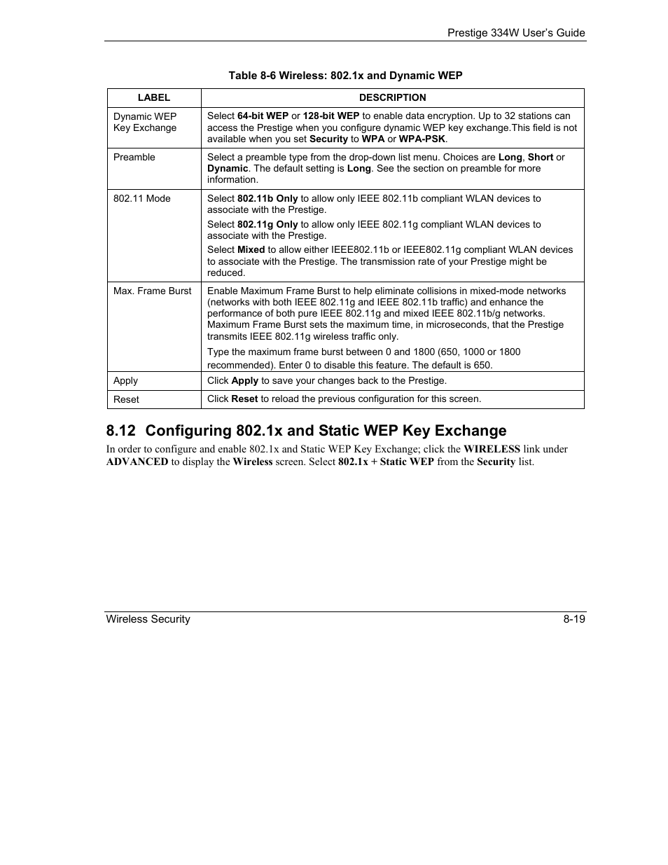 Configuring 802.1x and static wep key exchange | ZyXEL Communications P-334W User Manual | Page 117 / 496