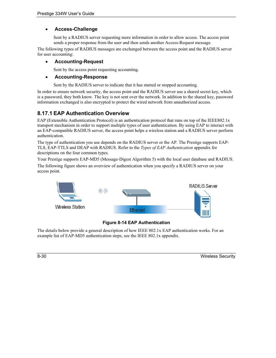 Eap authentication overview | ZyXEL Communications P-334W User Manual | Page 128 / 496