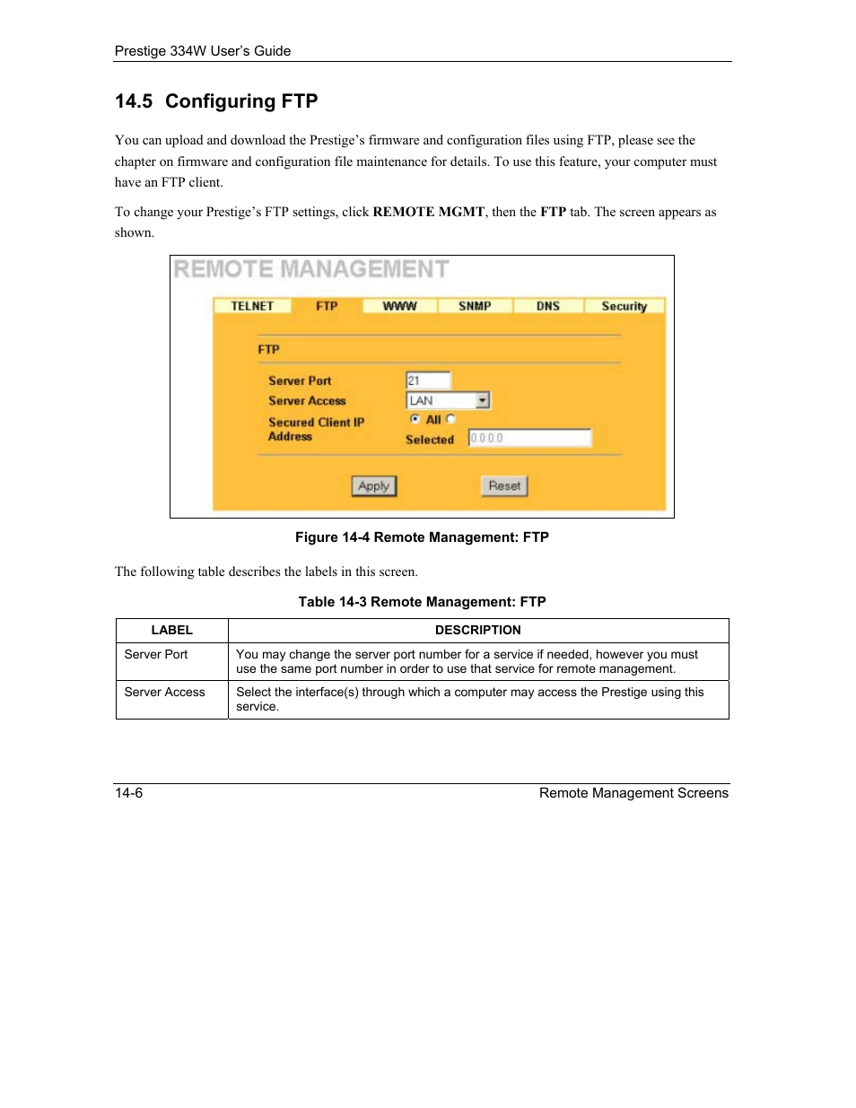 Configuring ftp, 5 configuring ftp | ZyXEL Communications P-334W User Manual | Page 196 / 496