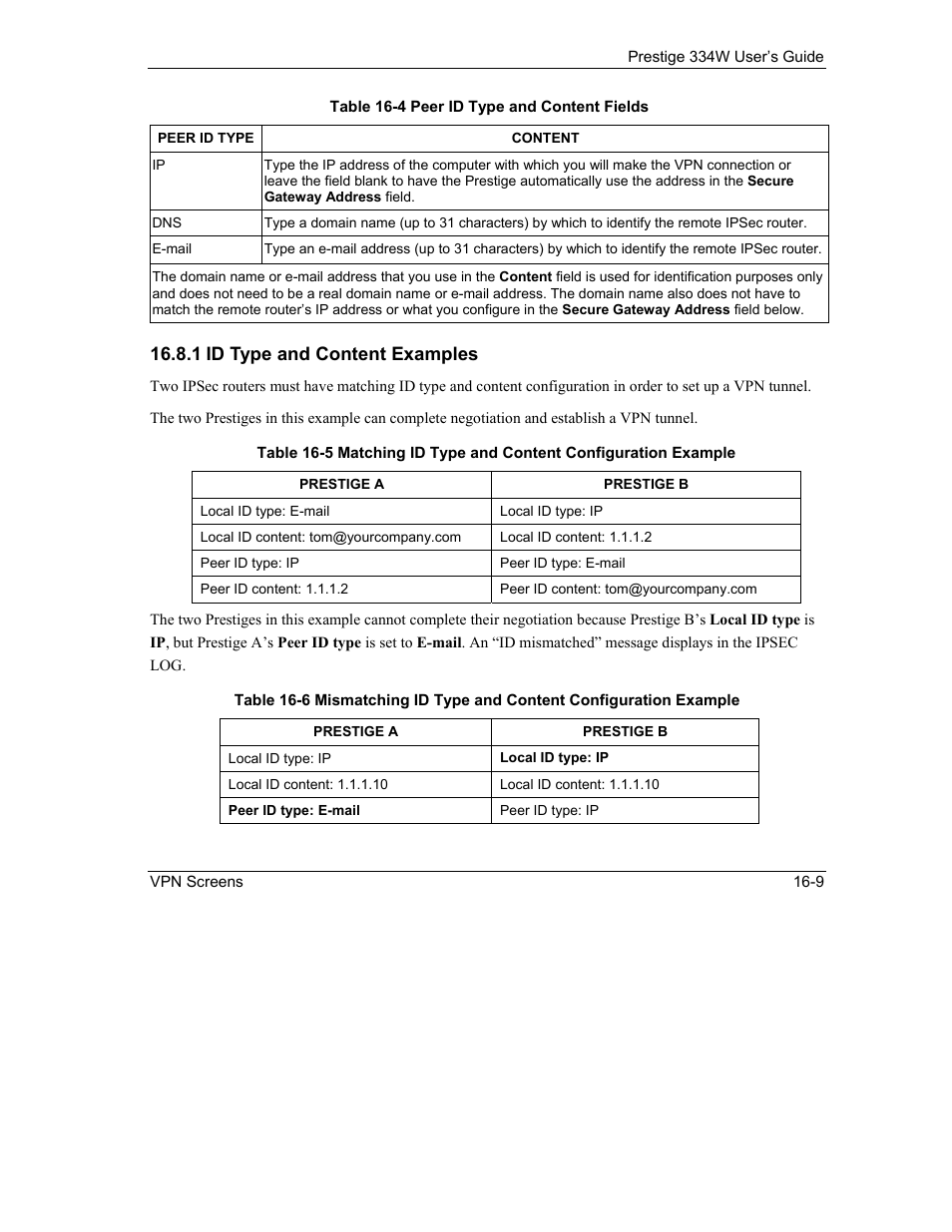 Id type and content examples, 1 id type and content examples | ZyXEL Communications P-334W User Manual | Page 219 / 496