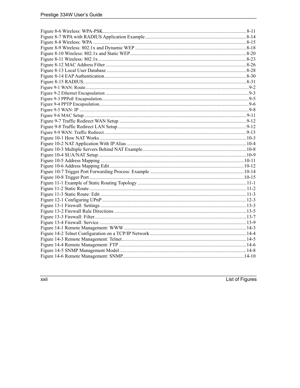 List of figures | ZyXEL Communications P-334W User Manual | Page 22 / 496