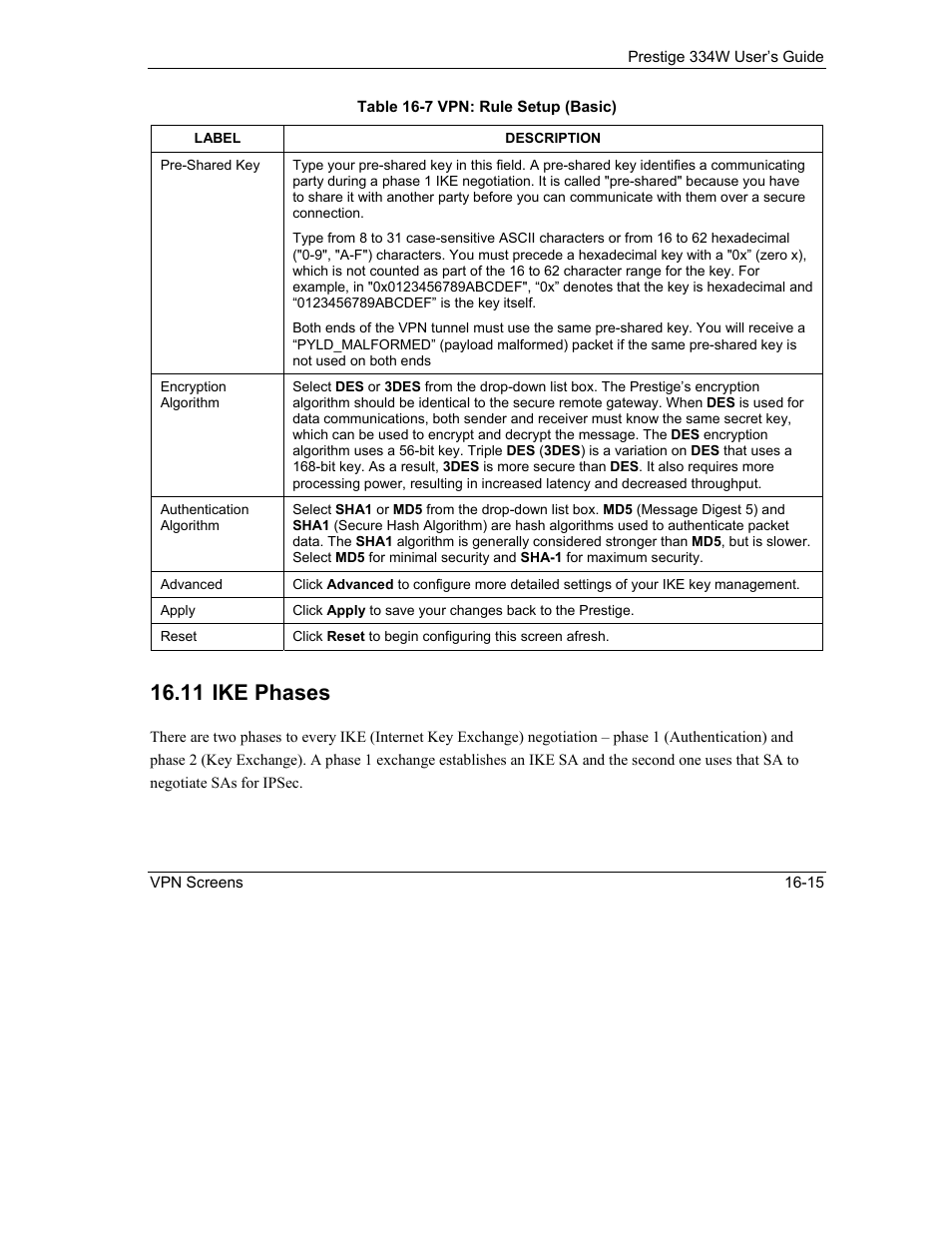 Ike phases, 11 ike phases | ZyXEL Communications P-334W User Manual | Page 225 / 496