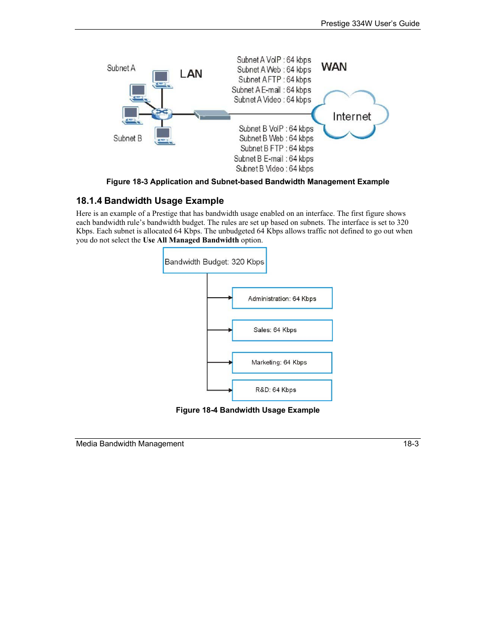 Bandwidth usage example | ZyXEL Communications P-334W User Manual | Page 257 / 496