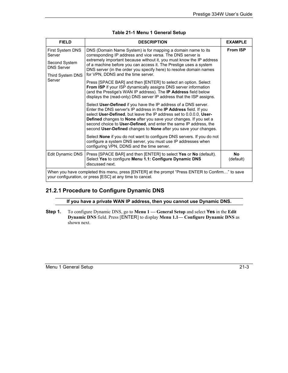 Procedure to configure dynamic dns | ZyXEL Communications P-334W User Manual | Page 291 / 496