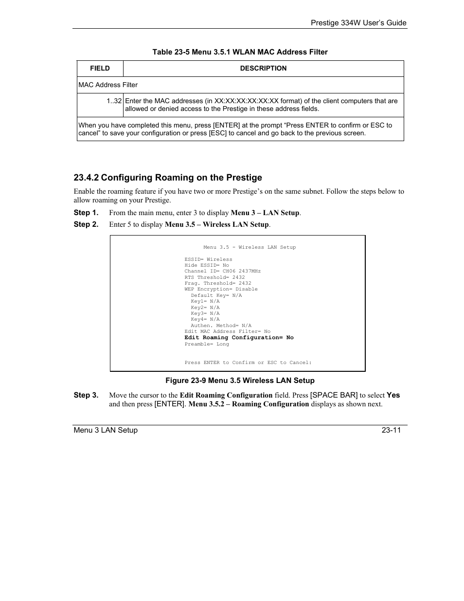 Configuring roaming on the prestige, 2 configuring roaming on the prestige | ZyXEL Communications P-334W User Manual | Page 307 / 496