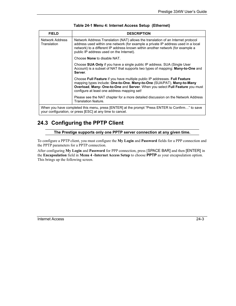 Configuring the pptp client, 3 configuring the pptp client | ZyXEL Communications P-334W User Manual | Page 311 / 496