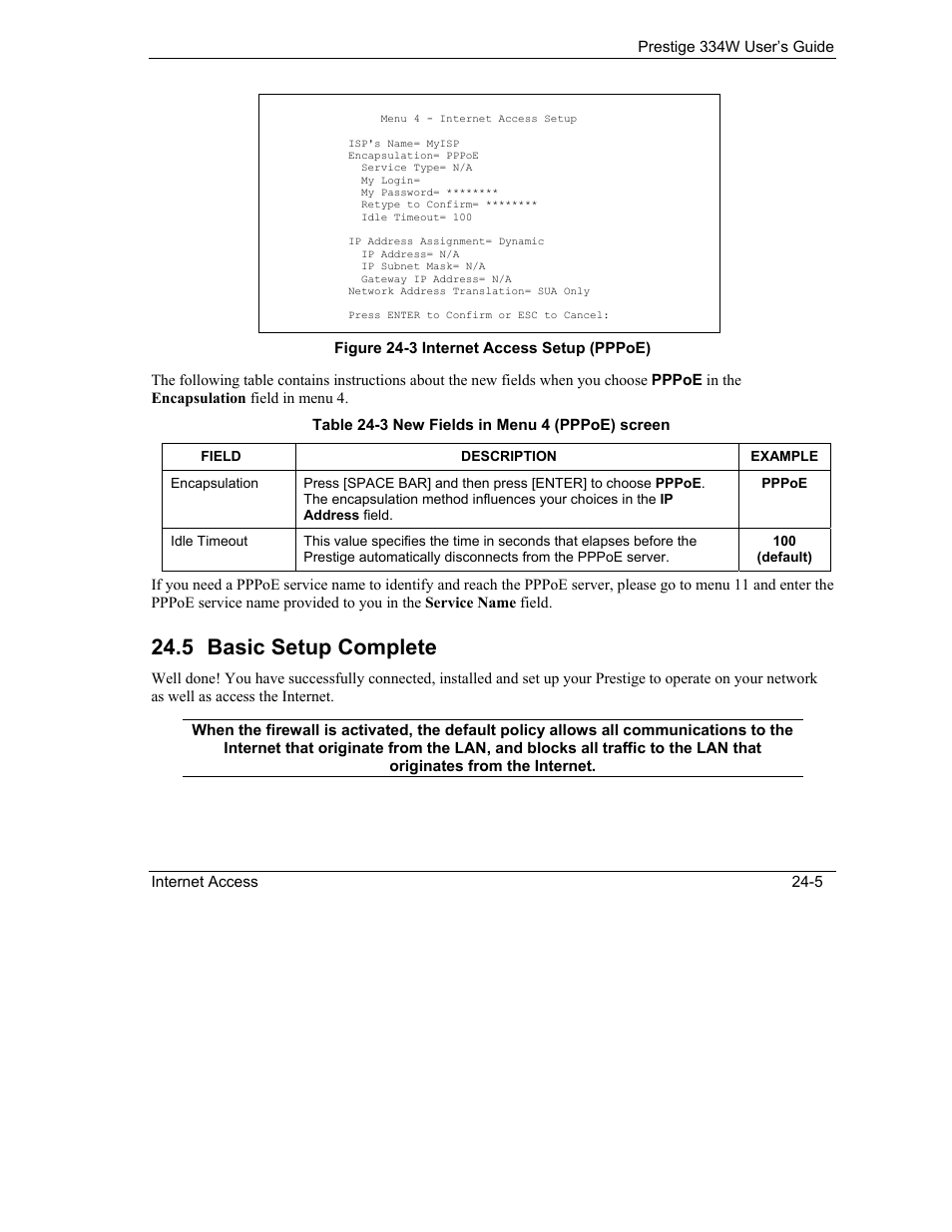 Basic setup complete, 5 basic setup complete | ZyXEL Communications P-334W User Manual | Page 313 / 496