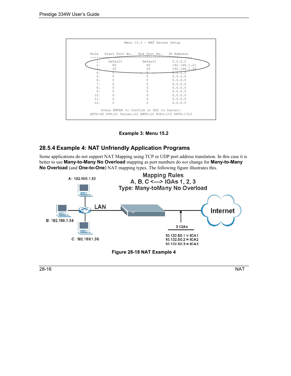 Example 4: nat unfriendly application programs, 4 example 4: nat unfriendly application programs | ZyXEL Communications P-334W User Manual | Page 348 / 496