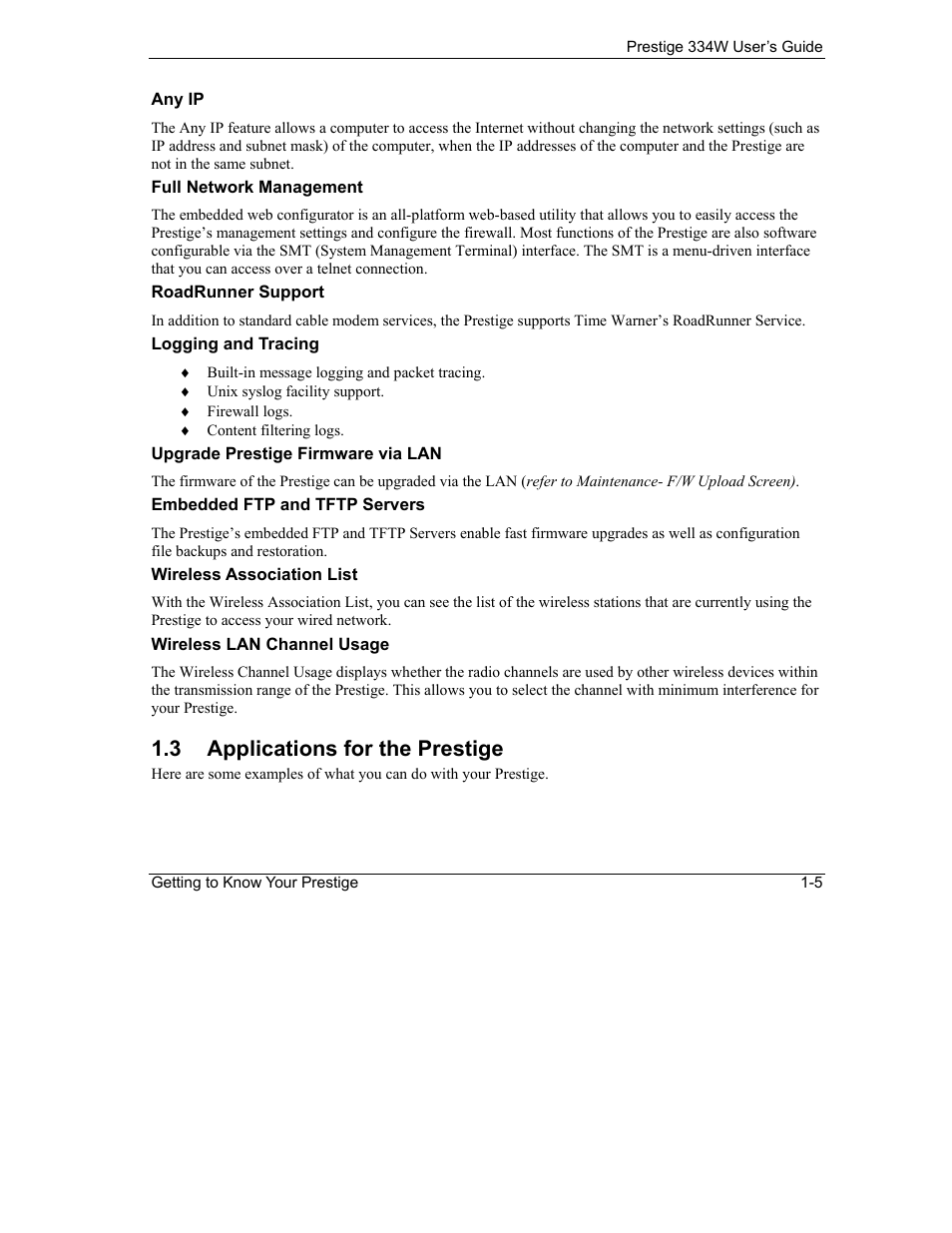 Applications for the prestige, 3 applications for the prestige | ZyXEL Communications P-334W User Manual | Page 39 / 496