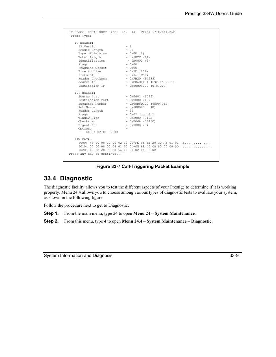 Diagnostic, 4 diagnostic | ZyXEL Communications P-334W User Manual | Page 393 / 496