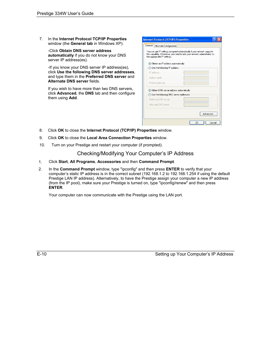 Checking/modifying your computer’s ip address | ZyXEL Communications P-334W User Manual | Page 470 / 496