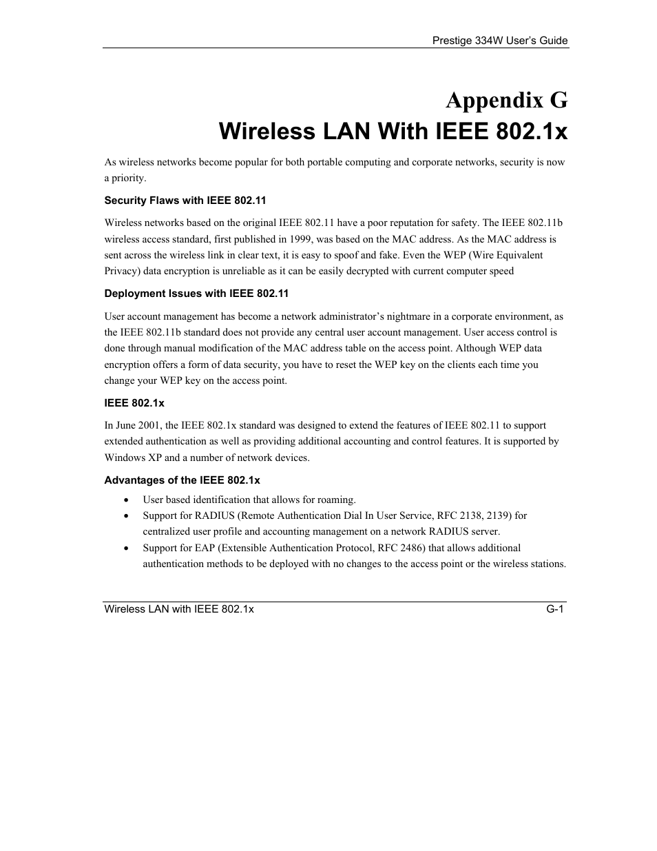 Wireless lan with ieee 802.1x, Appendix g wireless lan with ieee 802.1x | ZyXEL Communications P-334W User Manual | Page 479 / 496