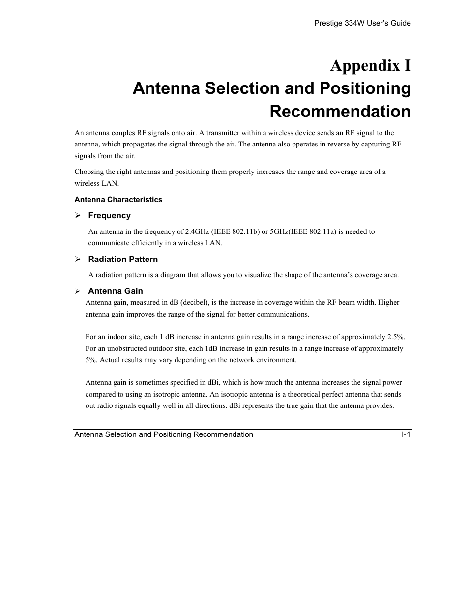 Antenna selection and positioning recommendation | ZyXEL Communications P-334W User Manual | Page 483 / 496