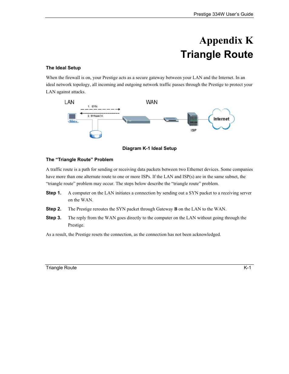 Triangle route, Appendix k triangle route | ZyXEL Communications P-334W User Manual | Page 487 / 496