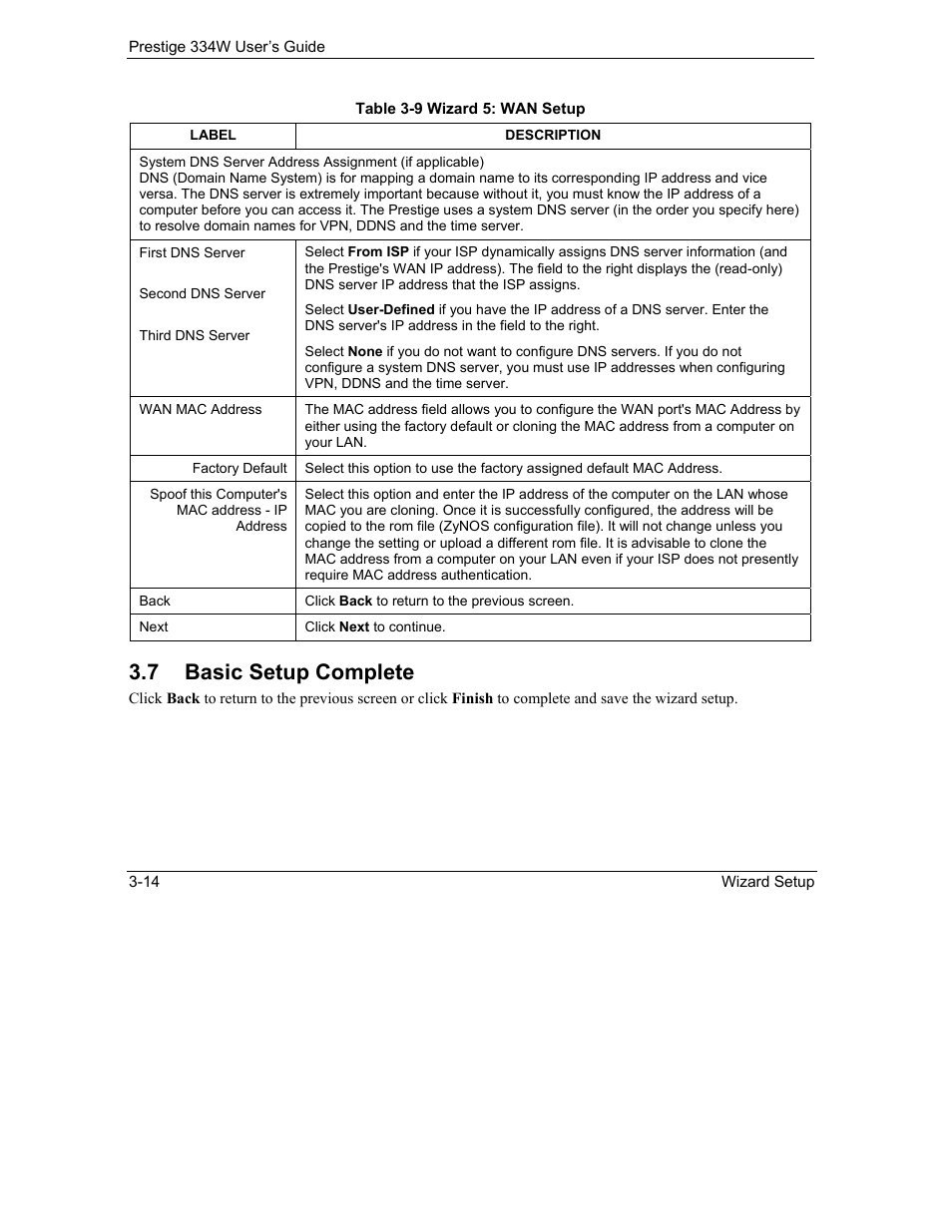 Basic setup complete, 7 basic setup complete | ZyXEL Communications P-334W User Manual | Page 62 / 496