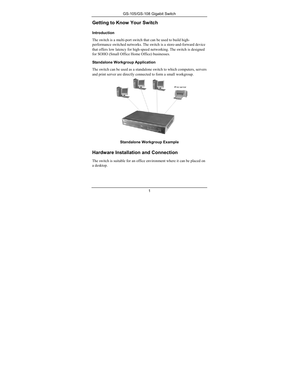 Getting to know your switch, Hardware installation and connection | ZyXEL Communications GS-108 User Manual | Page 4 / 7
